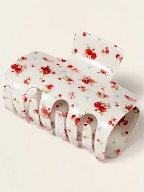 PARKExTARGET Floral White & Red Oversized Hair Claw Clip NWT